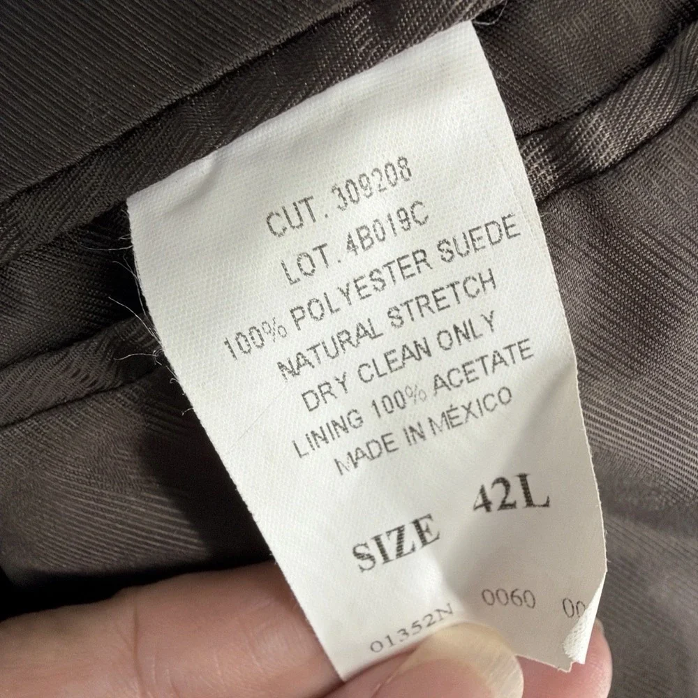 Andrew Fezza 42L Brown Polyester Suede Suit Jacket Blazer Sport Coat Soft